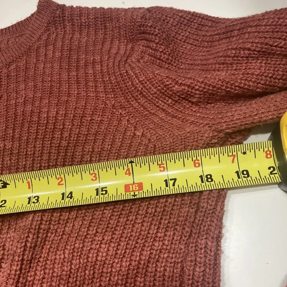 Lucky Brand Dark Pink Crop Sweater Shoe Lace Round Neck Size Small